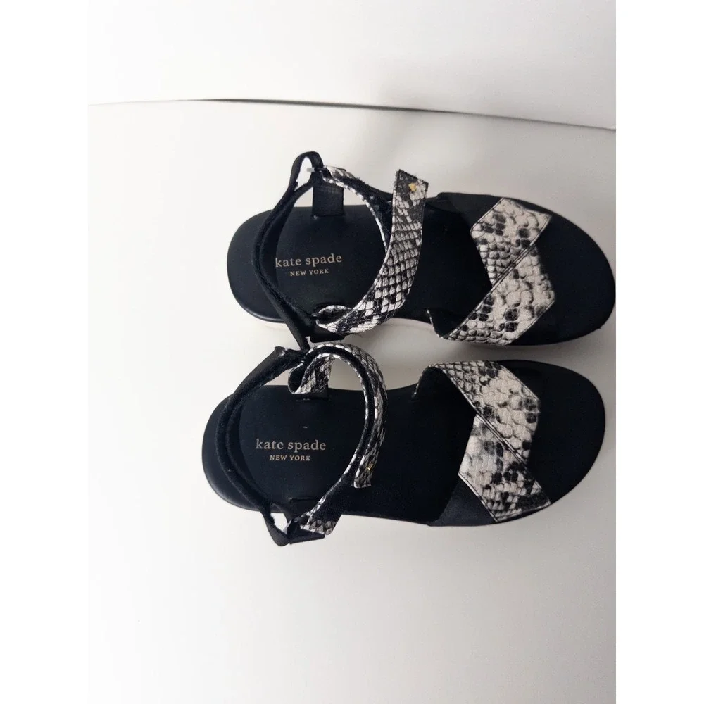 Kate Spade Charlee Black Pate‎ Snakeskin Print Sandals US 10